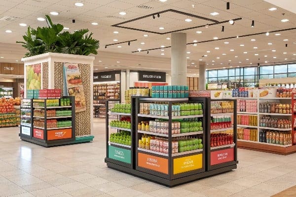 Multiple product displays in a retail store