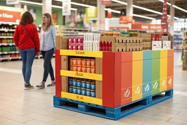 Side View of Colorful Cardboard Display