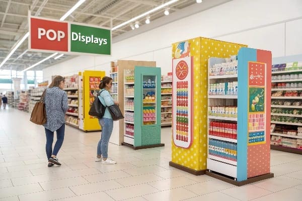 Colorful product displays in an aisle